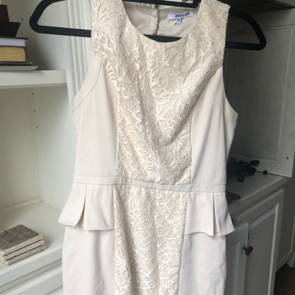 Cream colored semi lace cocktail dress